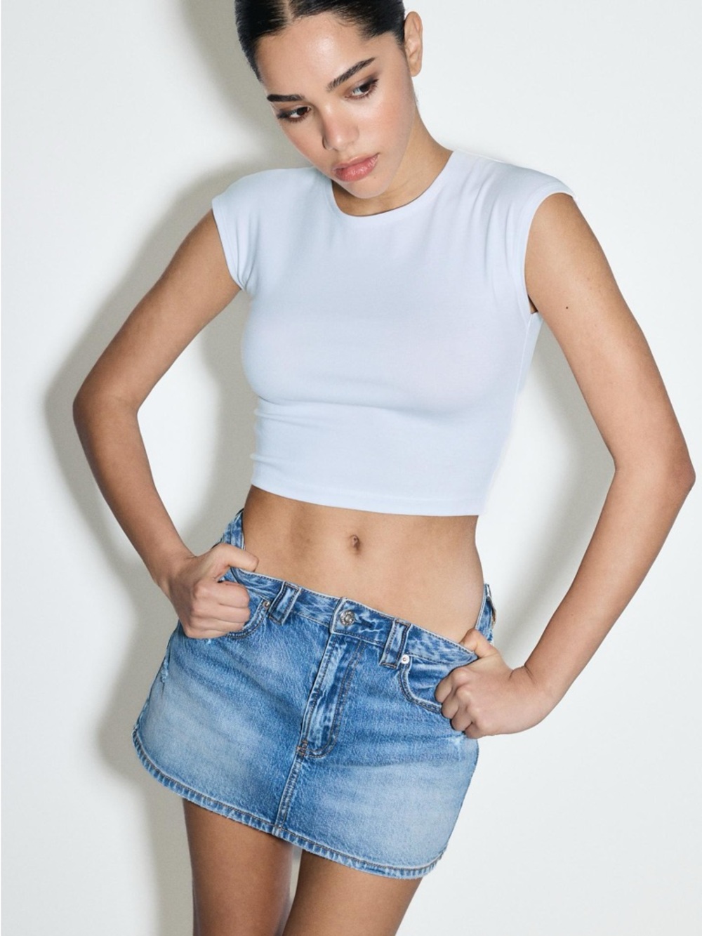 Stradivarius Light Blue Denim Mini Skirt